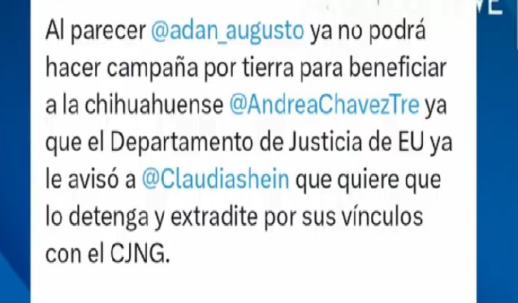 Trump ordena a Sheinbaum detener y extraditar a Adán Augusto a EUA